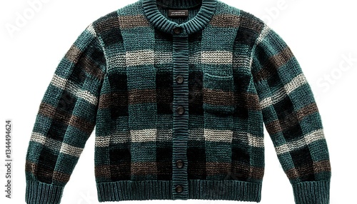 Obraz na płótnie A patterned wool cardigan featuring button closures and a pocket w salonie