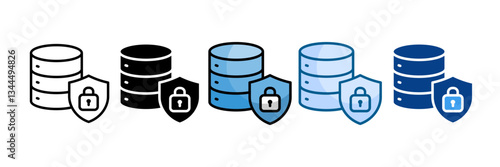 Database Security Icon Set Multiple Style Collection