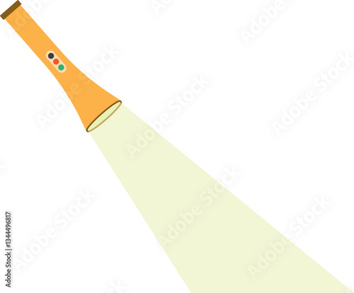 Illustration of a Yellow Flashlight, Modern Yellow Torch