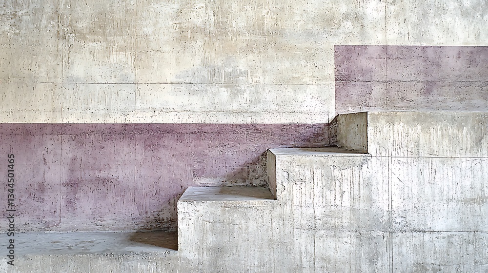 Concrete steps painted with purple stripe near wall. Design element for projects Concrete steps painted with purple stripe near wall. Design element for projects