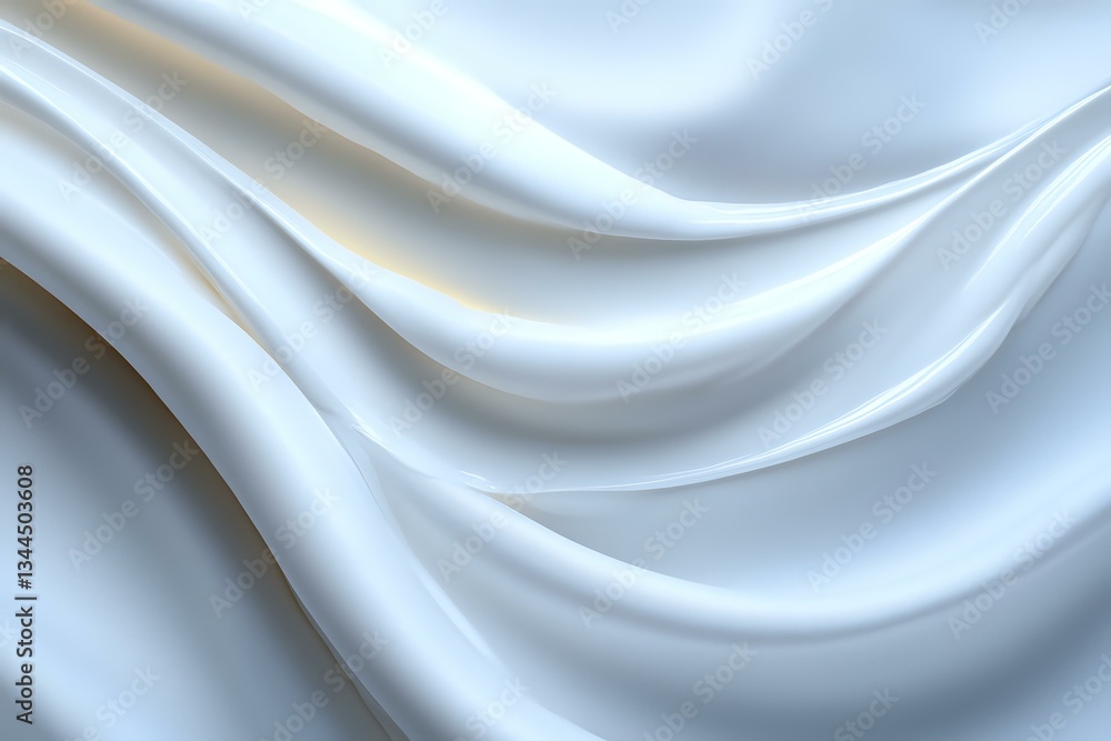 Obraz premium Elegant white silk fabric with soft flowing waves and gentle folds creates luxurious texture and smooth curves against light background. Suitable for wedding designs.