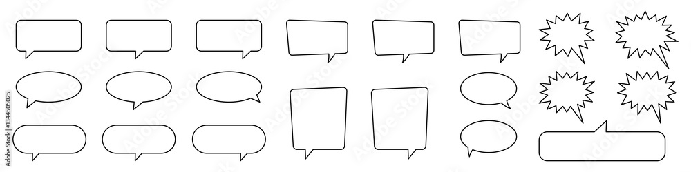 Collection of line speech bubble, speech balloon, chat bubble. Collection of line speech bubble, speech balloon, chat bubble.