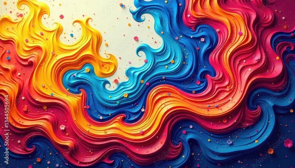 Abstract swirls of vibrant paint, mimicking ethnic designs , motif, illustration Abstract swirls of vibrant paint, mimicking ethnic designs , motif, illustration