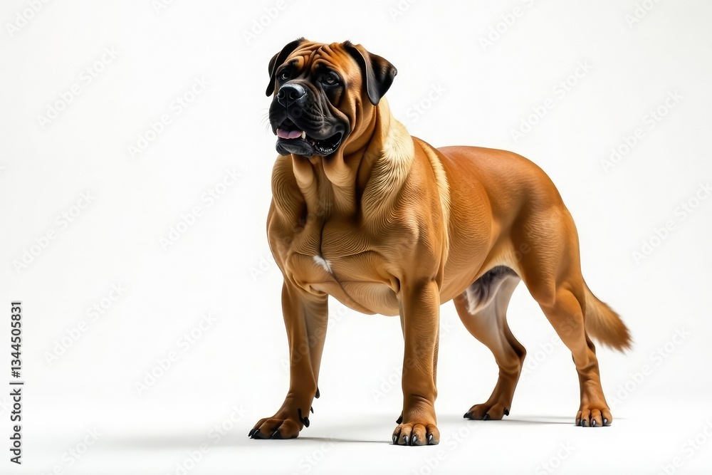 Majestic mastiff, powerful stance, white background, backdrop, screensaver, pet Majestic mastiff, powerful stance, white background, backdrop, screensaver, pet