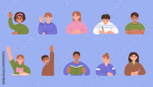 Students in classroom with different expressions