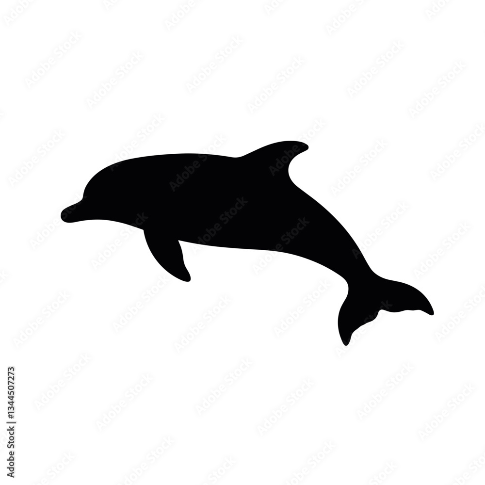 Fototapeta premium Abstract dolphin silhouette swimming in minimalist style, modern art