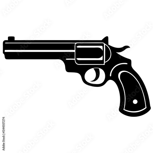  pistol black silhouette vector, Simple silhouette Design vector icon with white background.