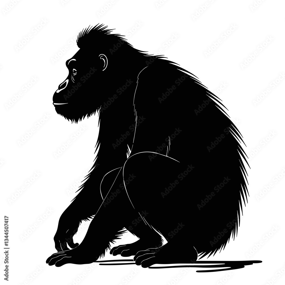Abstract silhouette of orangutan in minimalist design, artistic expression Abstract silhouette of orangutan in minimalist design, artistic expression