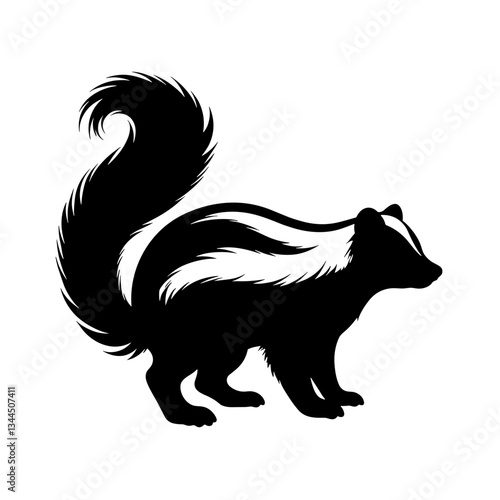 Abstract skunk silhouette in minimalist style, artistic expression