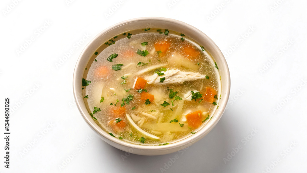 Clear Chicken Noodle Soup with Carrots and Parsley Clear Chicken Noodle Soup with Carrots and Parsley