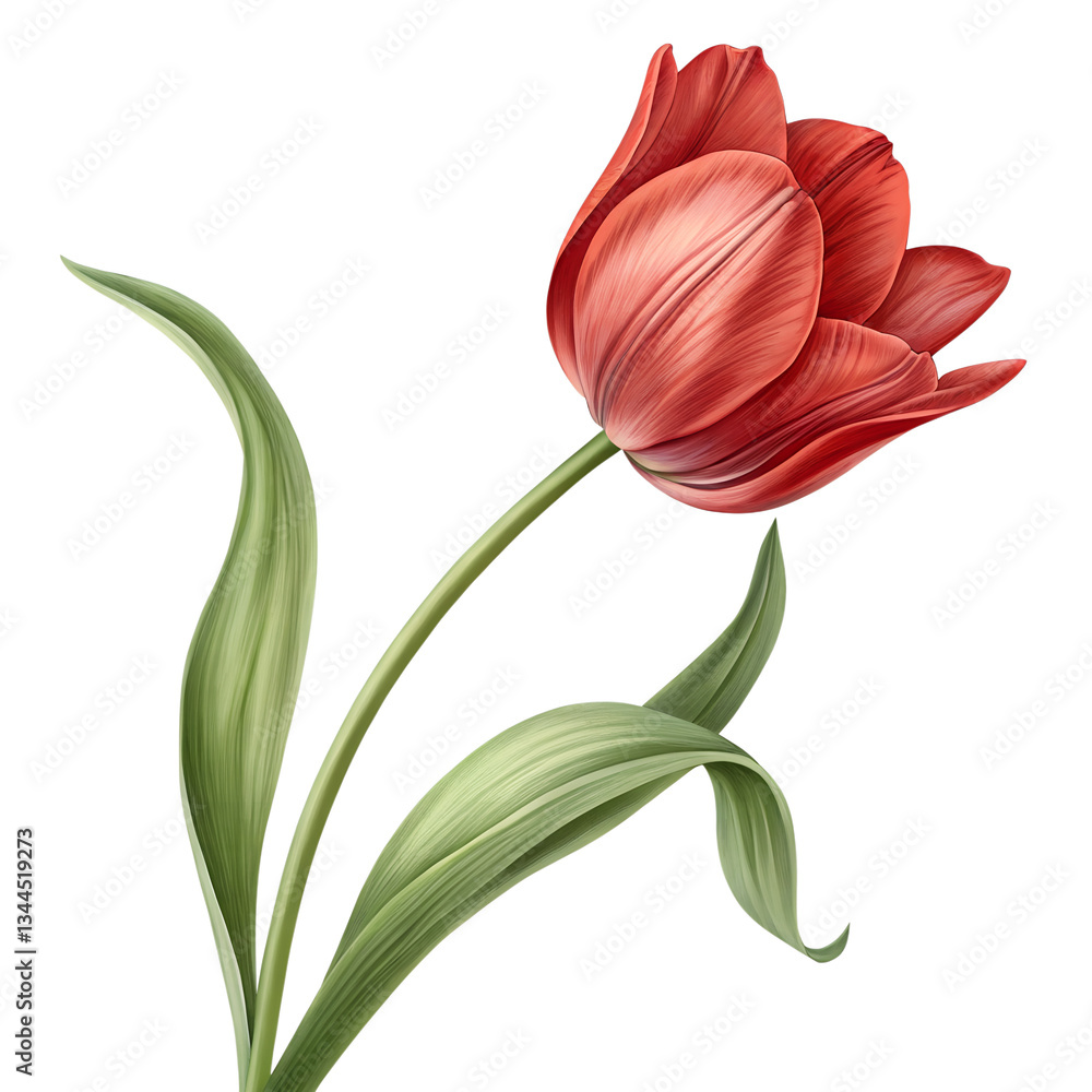 Fototapeta premium red tulip against a transparent background