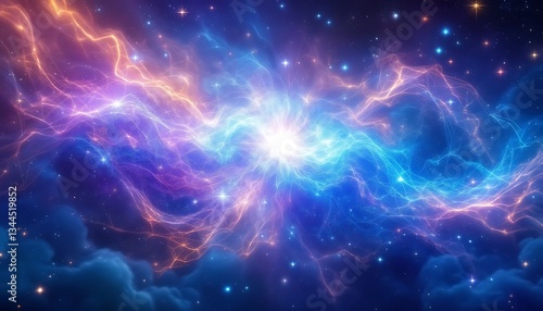 Cosmic Energy Burst Nebula Space Art Wallpaper