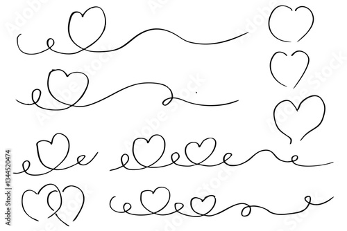 手書きのハートの線のイラスト素材　ベクター