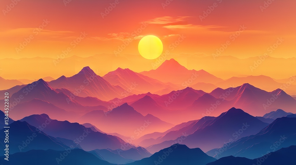 World Meteorological Day style. Vibrant sunset over World Meteorological Day style. Vibrant sunset over