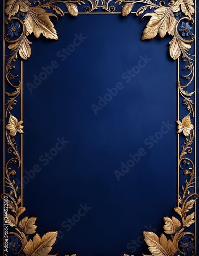 elegant navy blue with a golden floral border