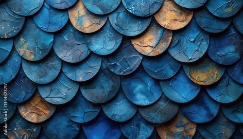 Wallpaper Mural A blue and gold pattern of circles Torontodigital.ca