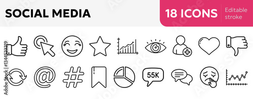 social media  icons like, share, comment, retweet, reaction, views, impressions