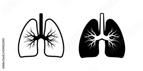 Lungs icon set. for mobile concept and web design on white background