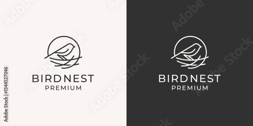 Bird Nest Logo Design Vector Illustration.