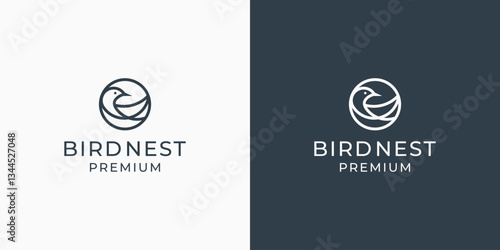 Bird Nest Logo Design Vector Illustration.