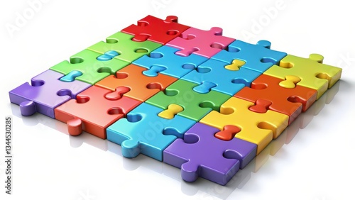 Colorful Jigsaw Puzzle on White Background