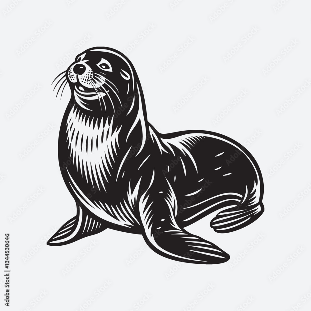 custom made wallpaper toronto digitalsea lion  silhouette  vector art 1