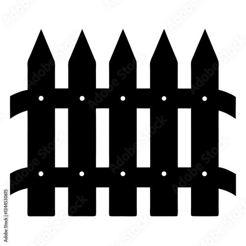 classic wooden fence black silhouette vector, Simple silhouette Design vector icon with white background.