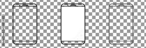 Smartphone vector icon for background graphic design. Modern black vector illustration of mobile gadget in flat style. Phone display with white screen isolated .Vector Illustration .