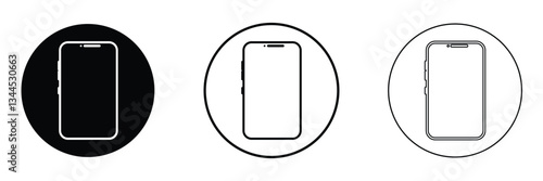 Smartphone vector icon for background graphic design. Modern black vector illustration of mobile gadget in flat style. Phone display with white screen isolated .Vector Illustration .