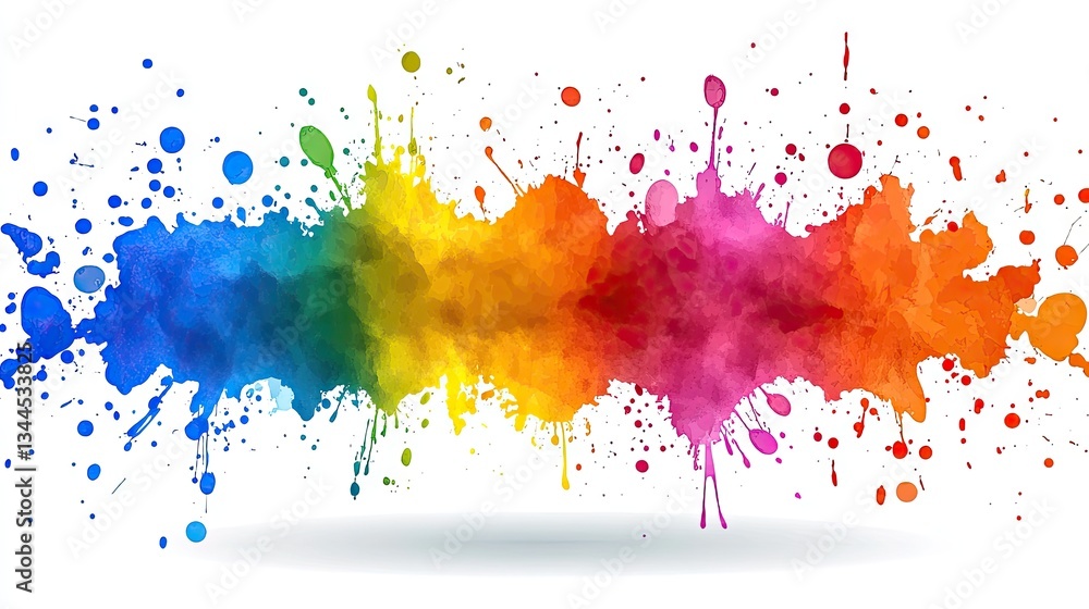 Fototapeta premium Colorful paint splatters on white background (5)