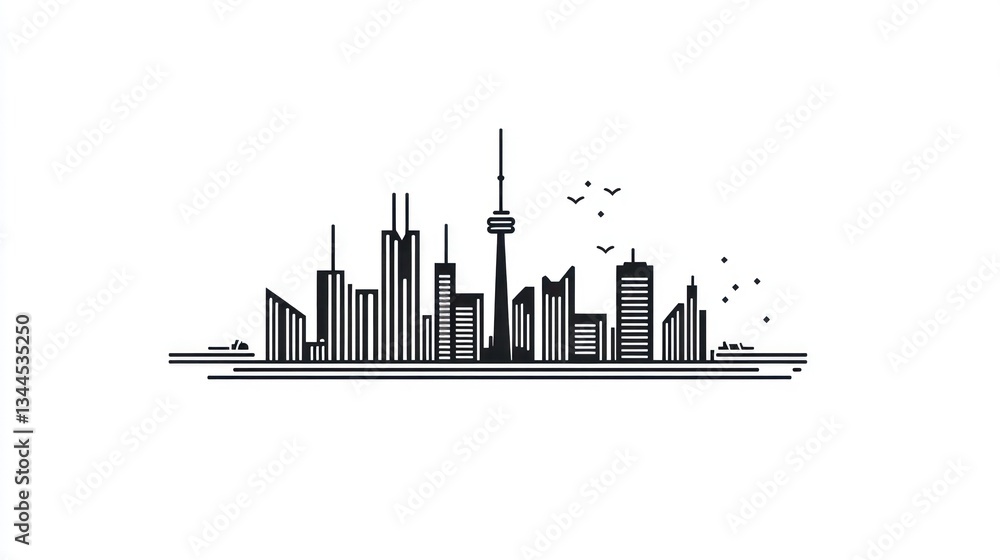 Obraz premium Abstract Toronto Skyline, Minimalist Cityscape, Urban Background, Design Element