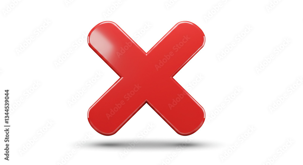 A bold red X symbolizes rejection, a definitive end, or a crucial decision against a clean white background with a subtle drop shadow. A bold red X symbolizes rejection, a definitive end, or a crucial decision against a clean white background with a subtle drop shadow.