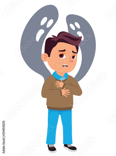 A child with psychological trauma. Childhood fears, obsessive compulsive disorder