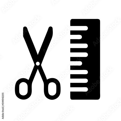 Barbershop tools icon, scissors and comb, hairstyling symbol
