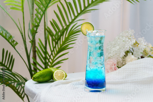 Fruity drinks on a fresh background