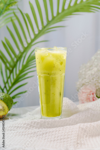 Fruity drinks on a fresh background