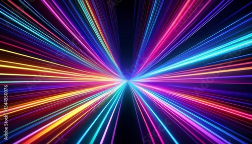 Radiant Burst of Energy: A mesmerizing display of vibrant light rays exploding outwards from a central point, creating a dynamic and energetic visual