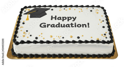 Happy Graduation Decorated, Sheet Cake Baked Bakery Dessert with Icing,  Isolated Transparent PNG