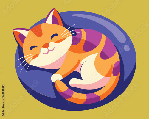 Cute Orange Cat Sleeping Illustration