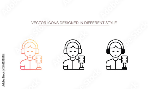 Broadcaster icon design with white background stock illustration