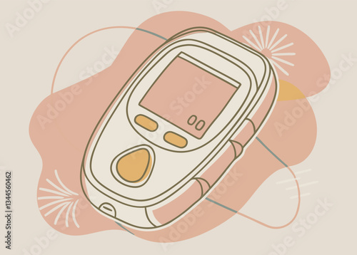 Blood Glucose Monitor Illustration. Digital Health and Diabetes Care