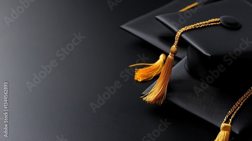 Graduation Caps on Dark Background