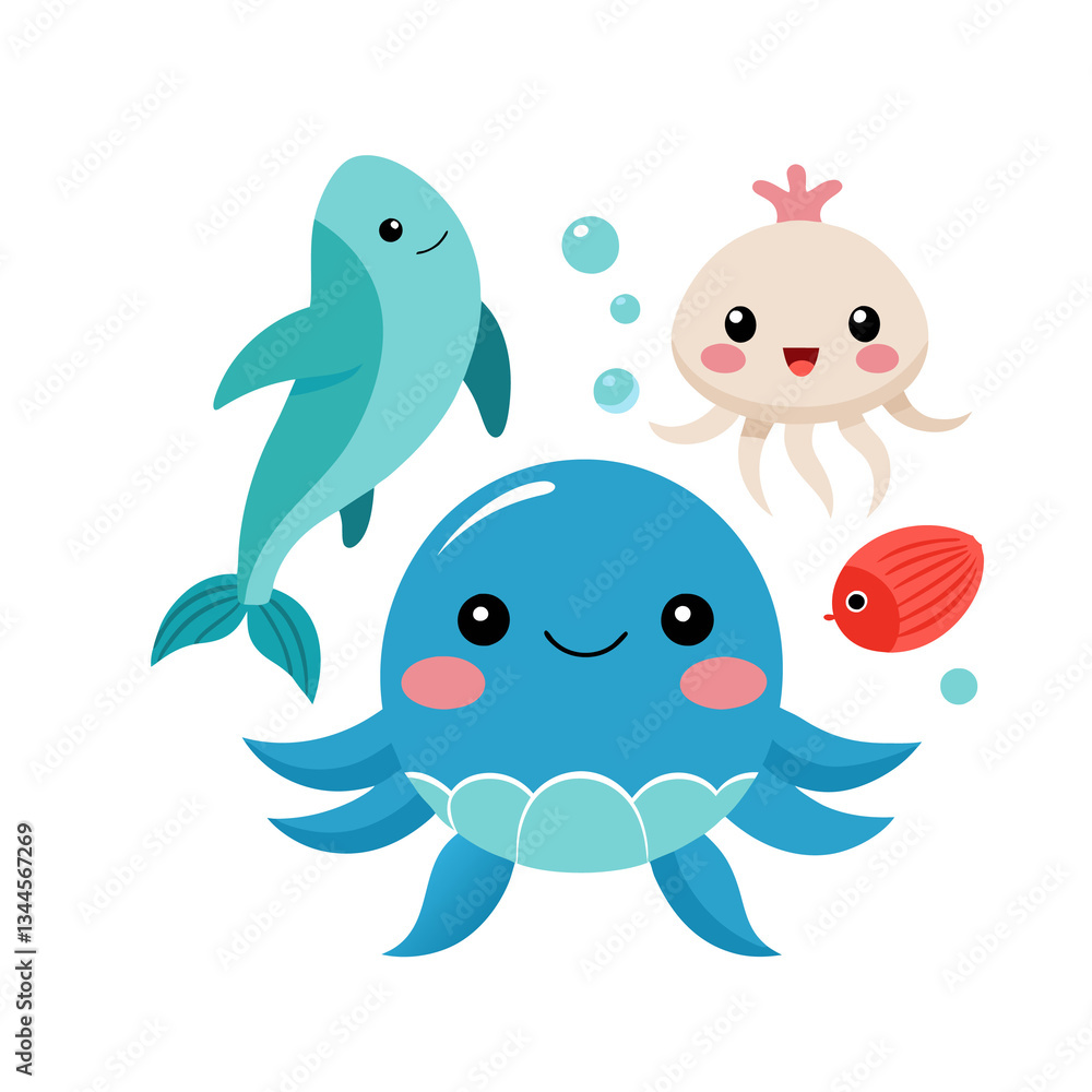 Fototapeta premium funny cartoon fish Isolated on transparent background