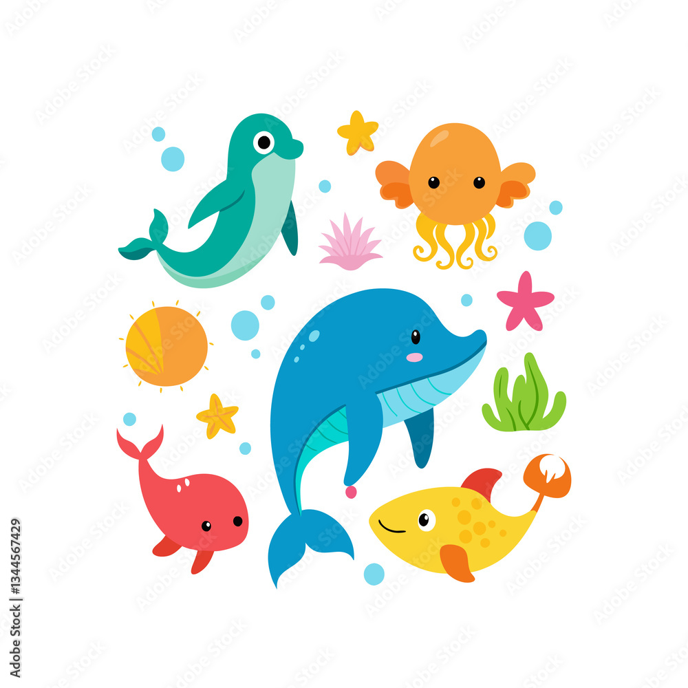 Fototapeta premium set of funny cartoon animals Isolated on transparent background