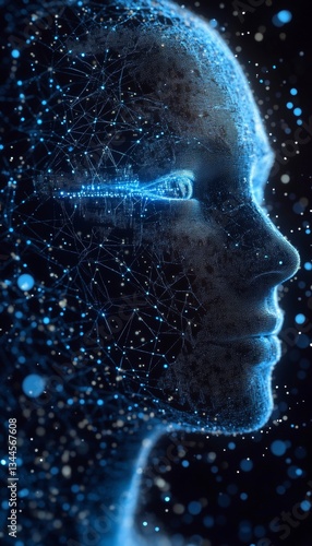 An ai face crafted from dynamic data, symbolizing advancements in ai wealth management today.
