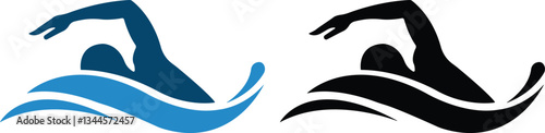 swimming figure icon in flat style set. isolated on transparent background