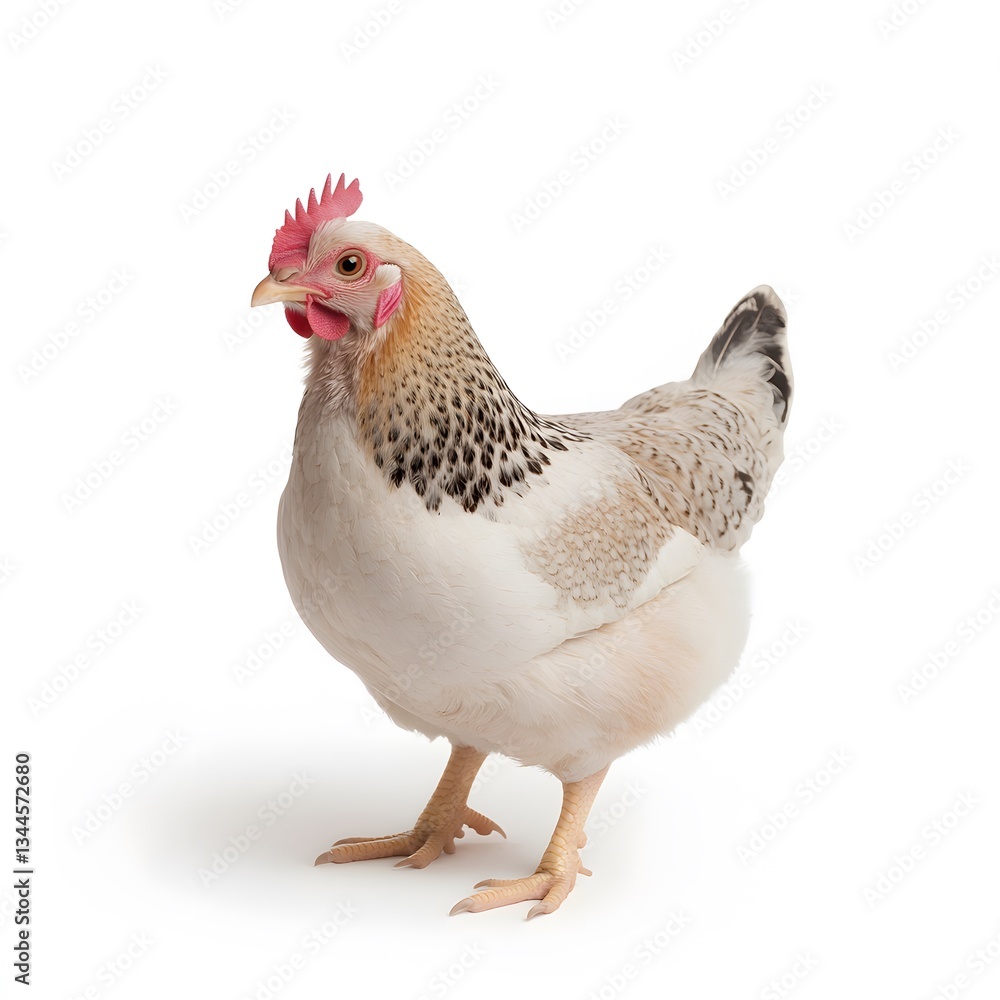 Fototapeta premium Studio shot of hen; white background; poultry farming; agriculture