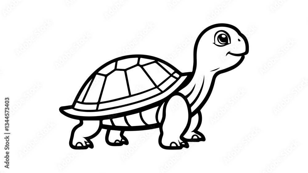 Naklejka premium cute cartoon simple turtle icon illustration in vector