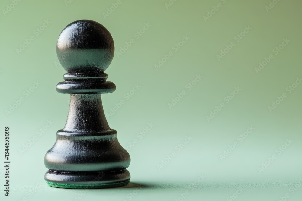 A Single Isolated Black Chess Pawn Piece on Green Background A Single Isolated Black Chess Pawn Piece on Green Background