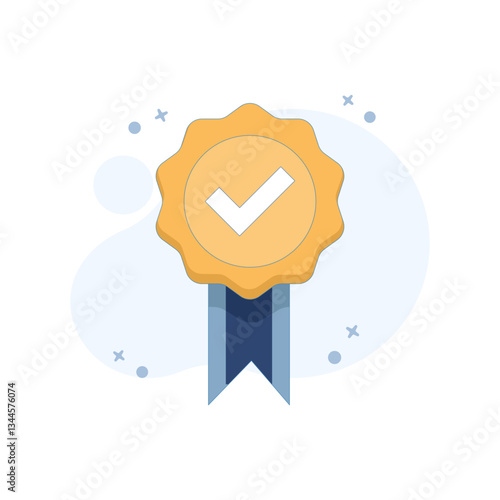 Certified Concept with Approved Badge. standard QC badge. certified approval. Illustration Flat cartoon design on background.